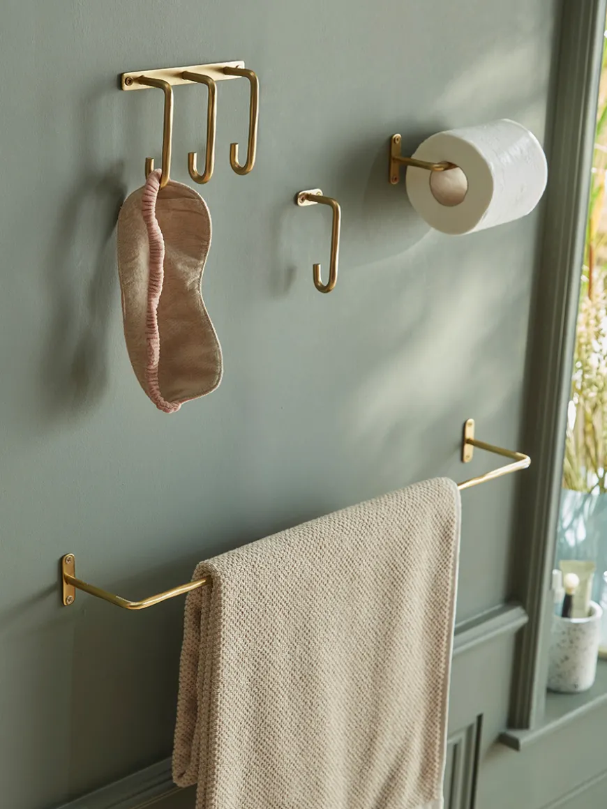Hammered Brass Triple Hook