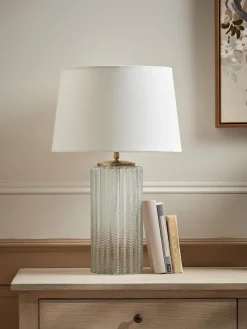 Herringbone Glass Column Table Lamp