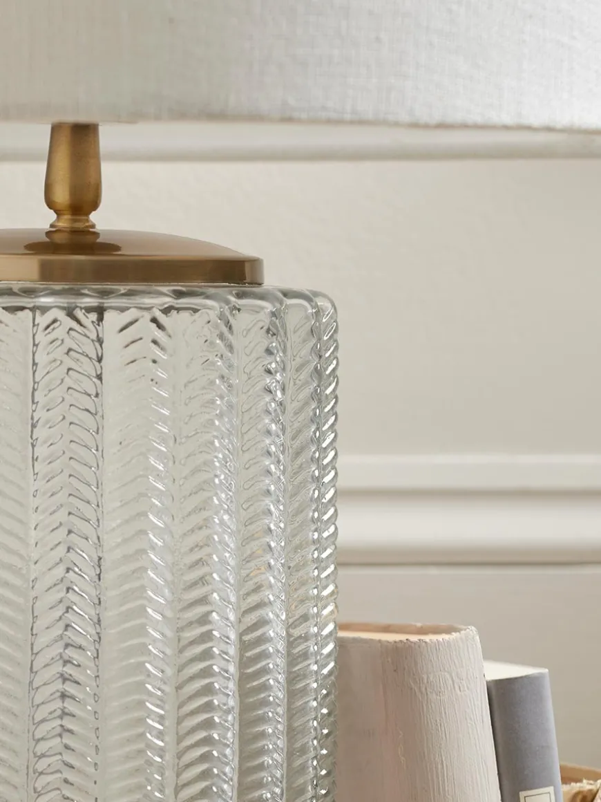 Herringbone Glass Column Table Lamp