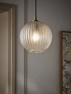 Herringbone Glass Pendant - Round