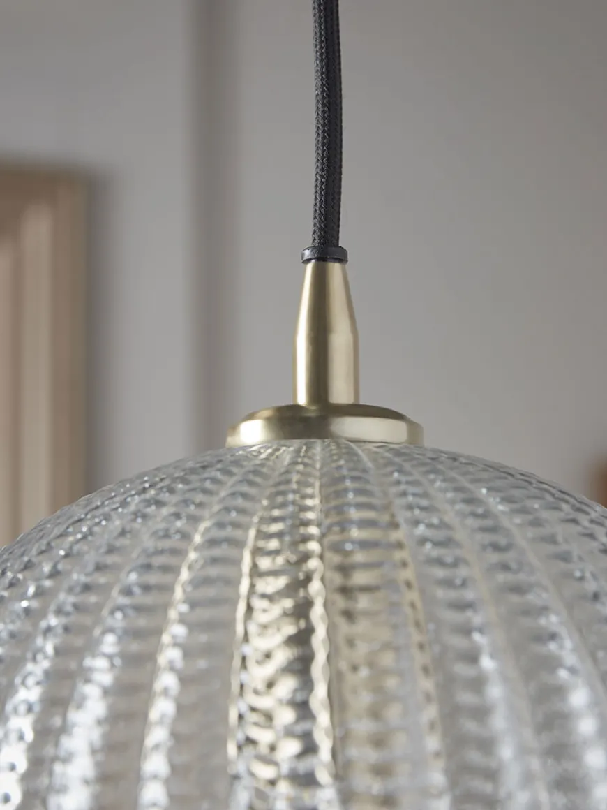 Herringbone Glass Pendant - Round