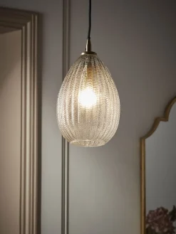Herringbone Glass Pendant - Droplet