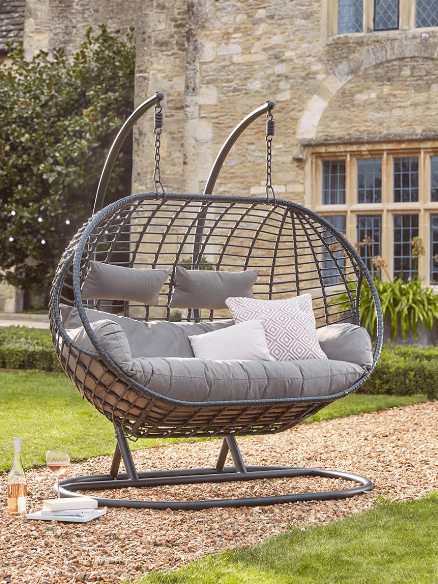 Indoor Outdoor Double Hanging Chair - Black