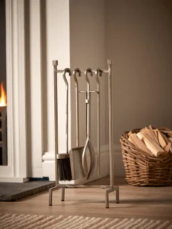 Iron Hanging Fireside Set - Silver