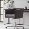 Leather Wheeled Tub Chair - Vintage Black