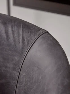 Leather Wheeled Tub Chair - Vintage Black