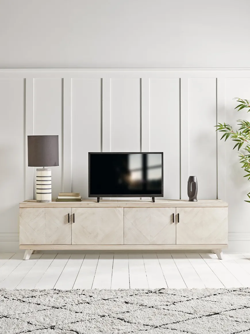 Limewashed Parquet Media Unit