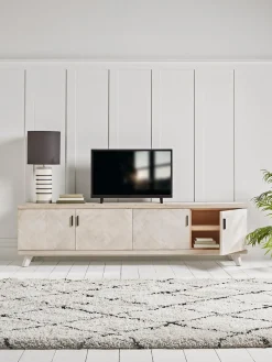 Limewashed Parquet Media Unit