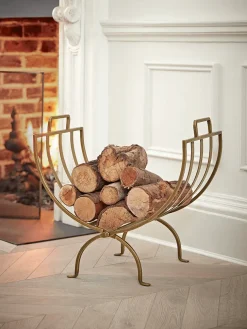 Linear Log Holder - Brass