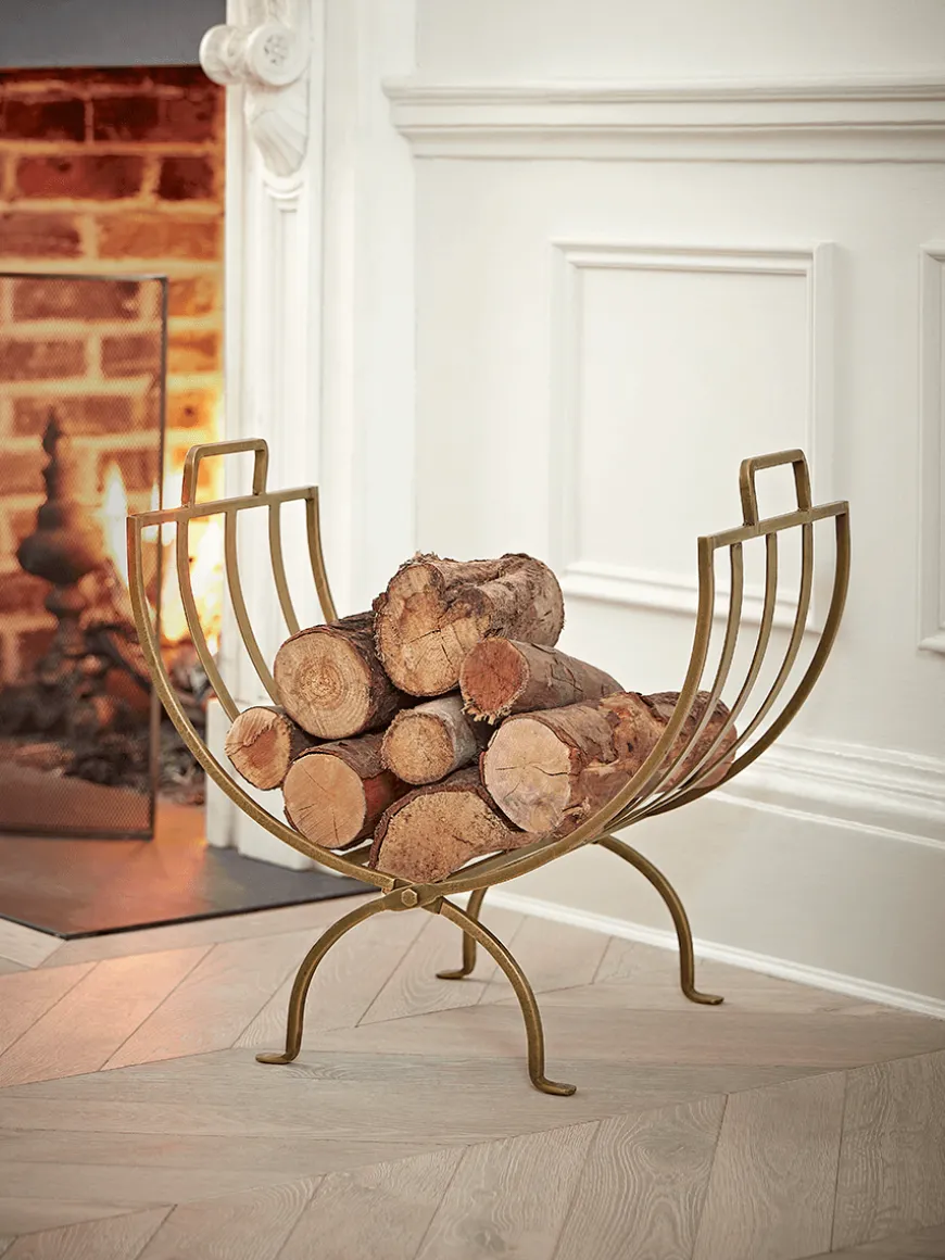 Linear Log Holder - Brass