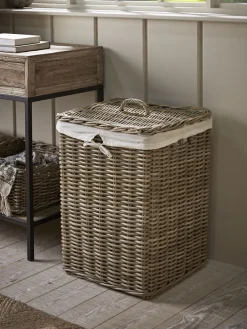 Lined Rattan Laundry Basket - Square