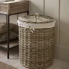 Lined Rattan Laundry Basket - Round