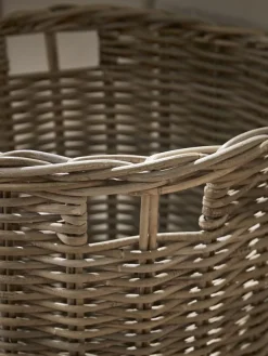 Lined Rattan Laundry Basket - Round