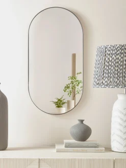 Lozenge Shaped Wall Mirror - Black