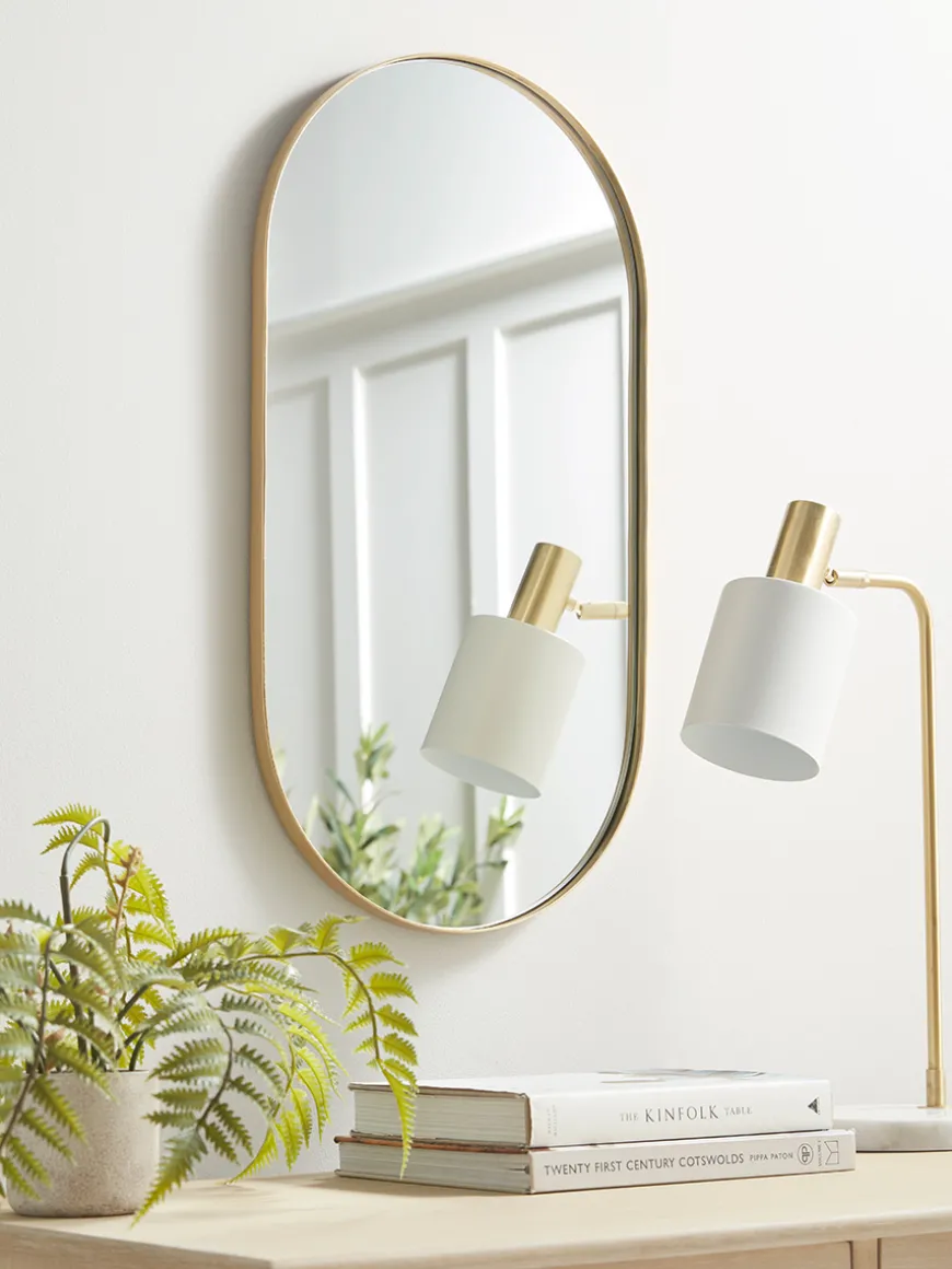 Lozenge Shaped Wall Mirror - Brass