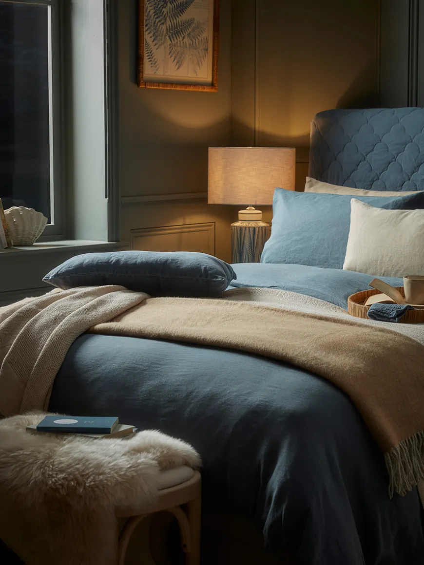 Luxury Linen King Duvet Cover - Nordic Blue
