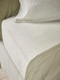 Luxury Linen King Fitted Sheet - Striped