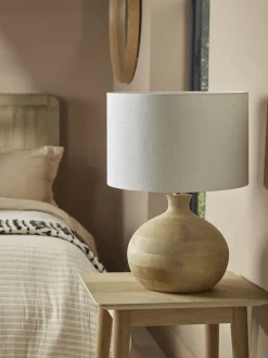 Mango Wood Table Lamp - Round