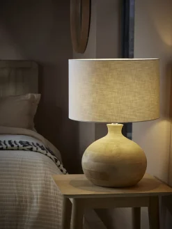Mango Wood Table Lamp - Round