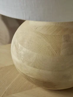 Mango Wood Table Lamp - Round
