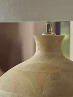 Mango Wood Table Lamp - Round