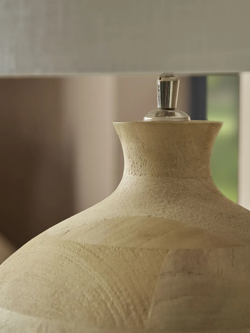 Mango Wood Table Lamp - Round