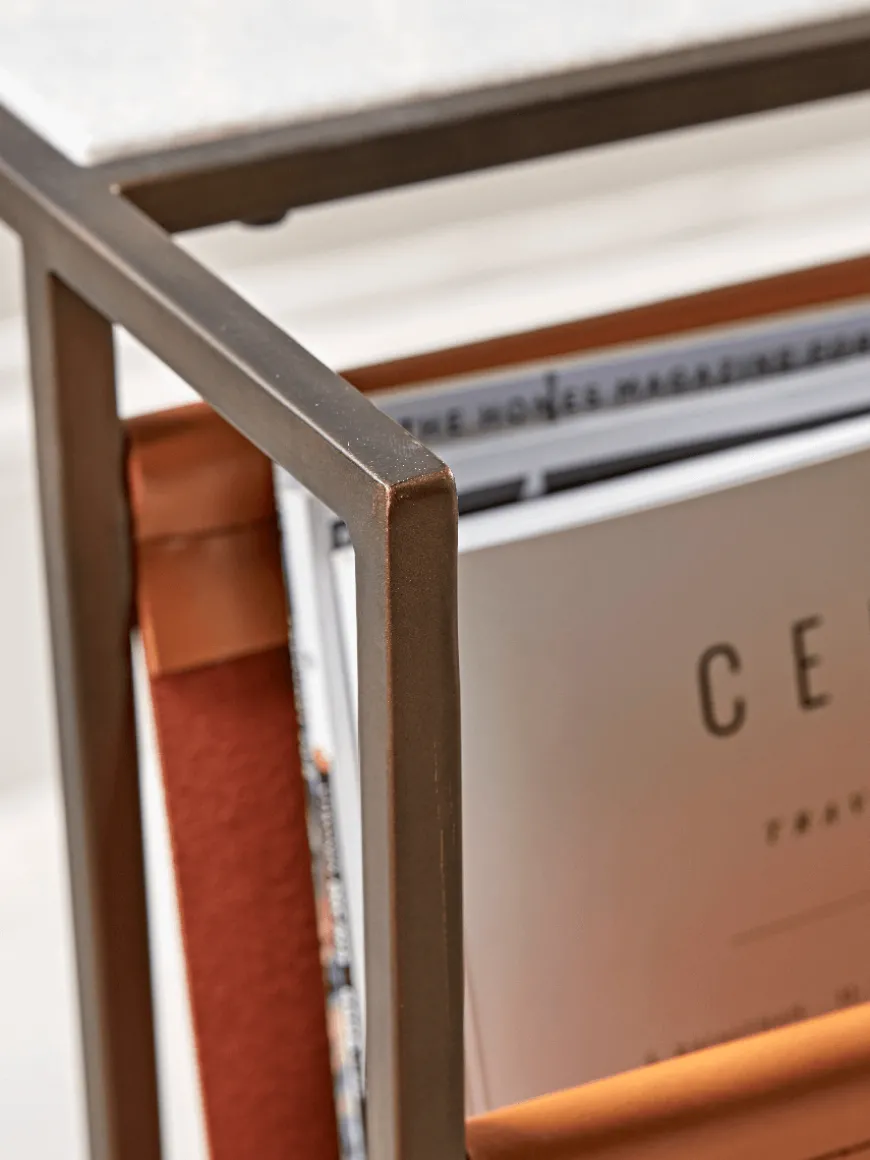 Marble Side Table with Magazine Rack - Slim