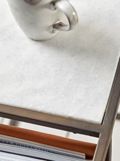 Marble Side Table with Magazine Rack - Slim