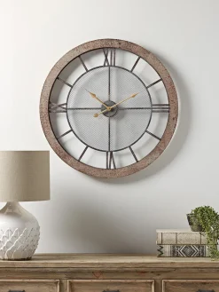 Mesh & Wood Cut Out Clock