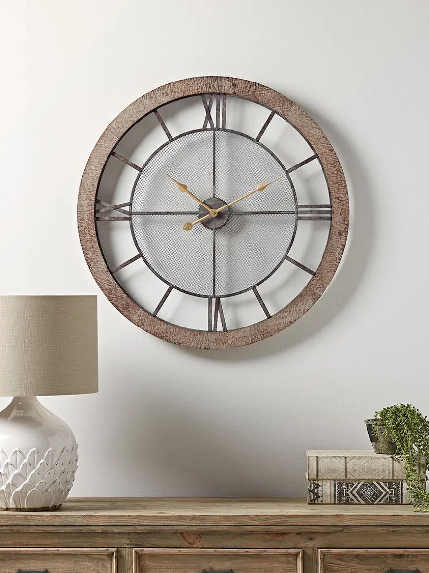 Mesh & Wood Cut Out Clock
