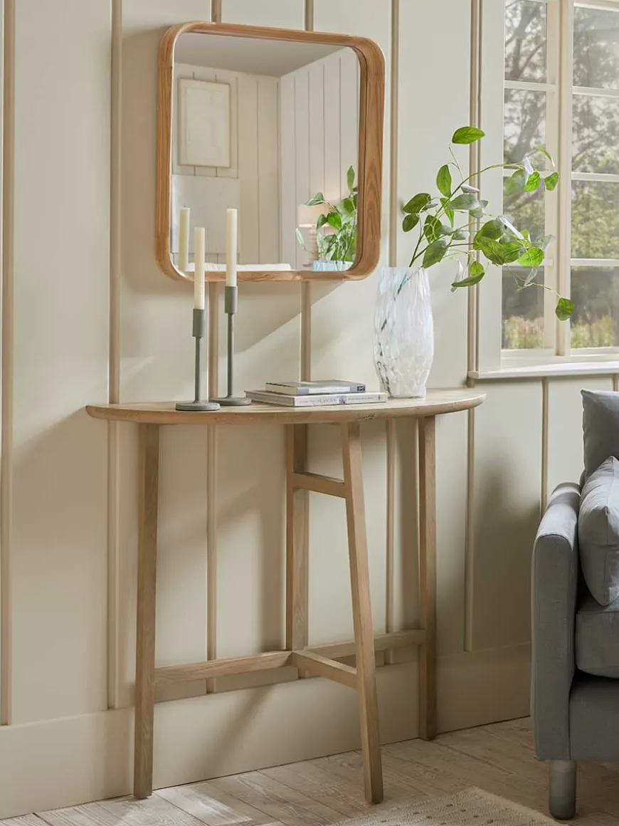 Oak Crescent Console Table