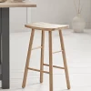 Oak Curved Topped Counter Stool - Natural
