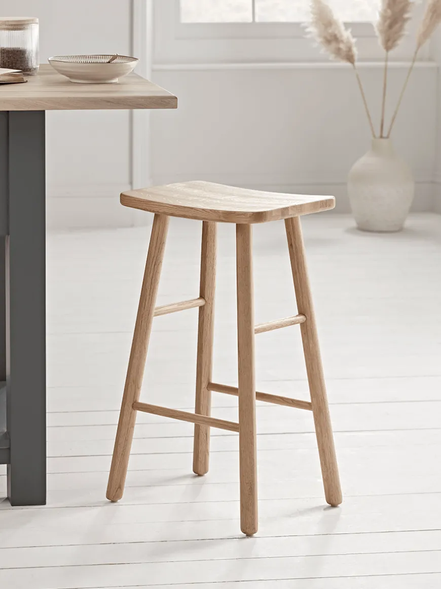 Oak Curved Topped Counter Stool - Natural
