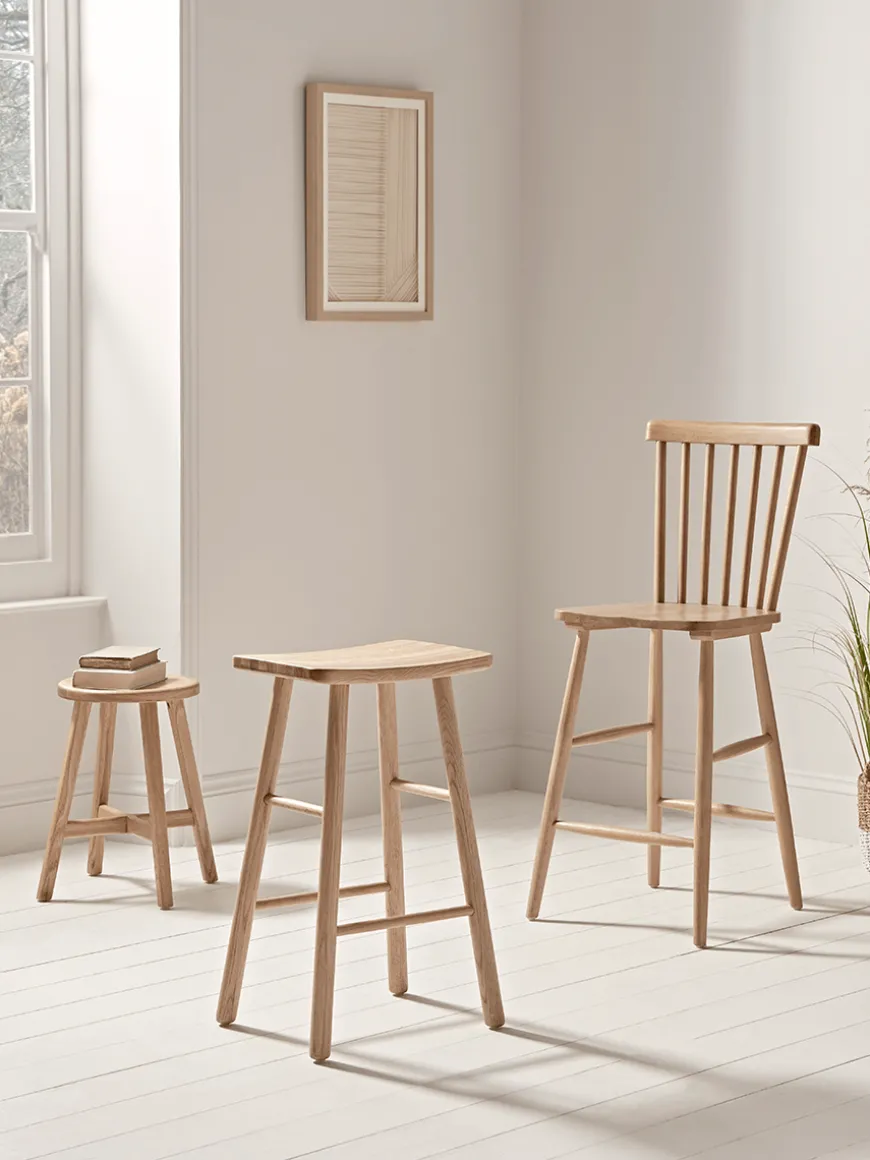 Oak Curved Topped Counter Stool - Natural