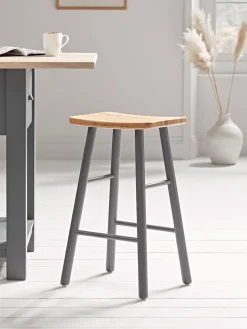 Oak Curved Topped Counter Stool - Charcoal