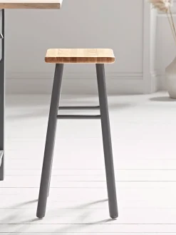 Oak Curved Topped Counter Stool - Charcoal