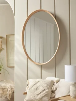 Oak Deep Framed Mirror - Oval