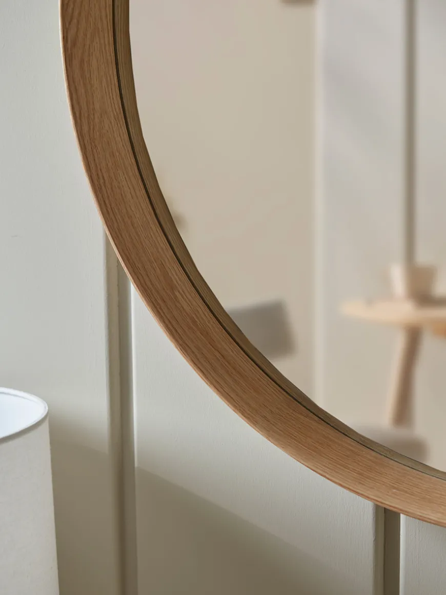Oak Deep Framed Mirror - Round