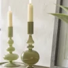 Olive Glass Candle Holder