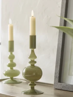 Olive Glass Candle Holder