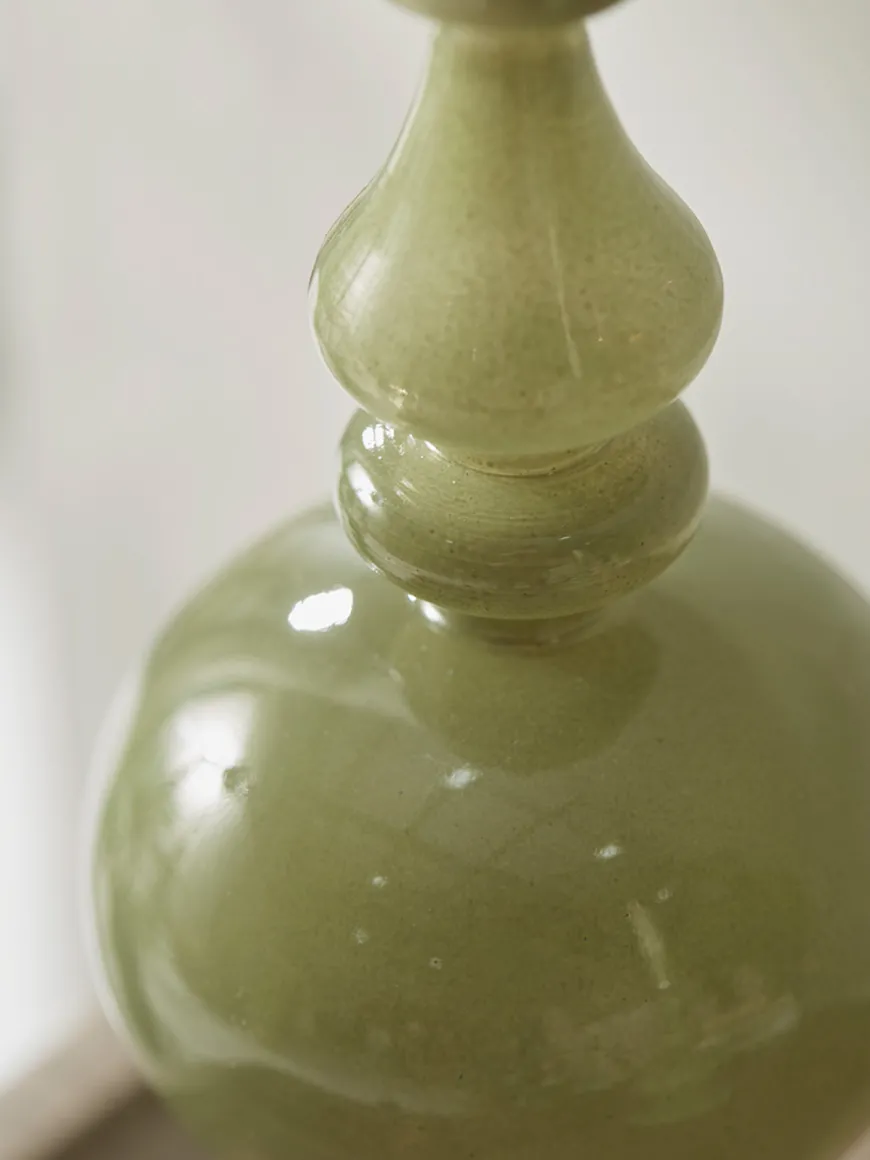 Olive Glass Candle Holder