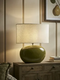 Olive Green Glazed Table Lamp