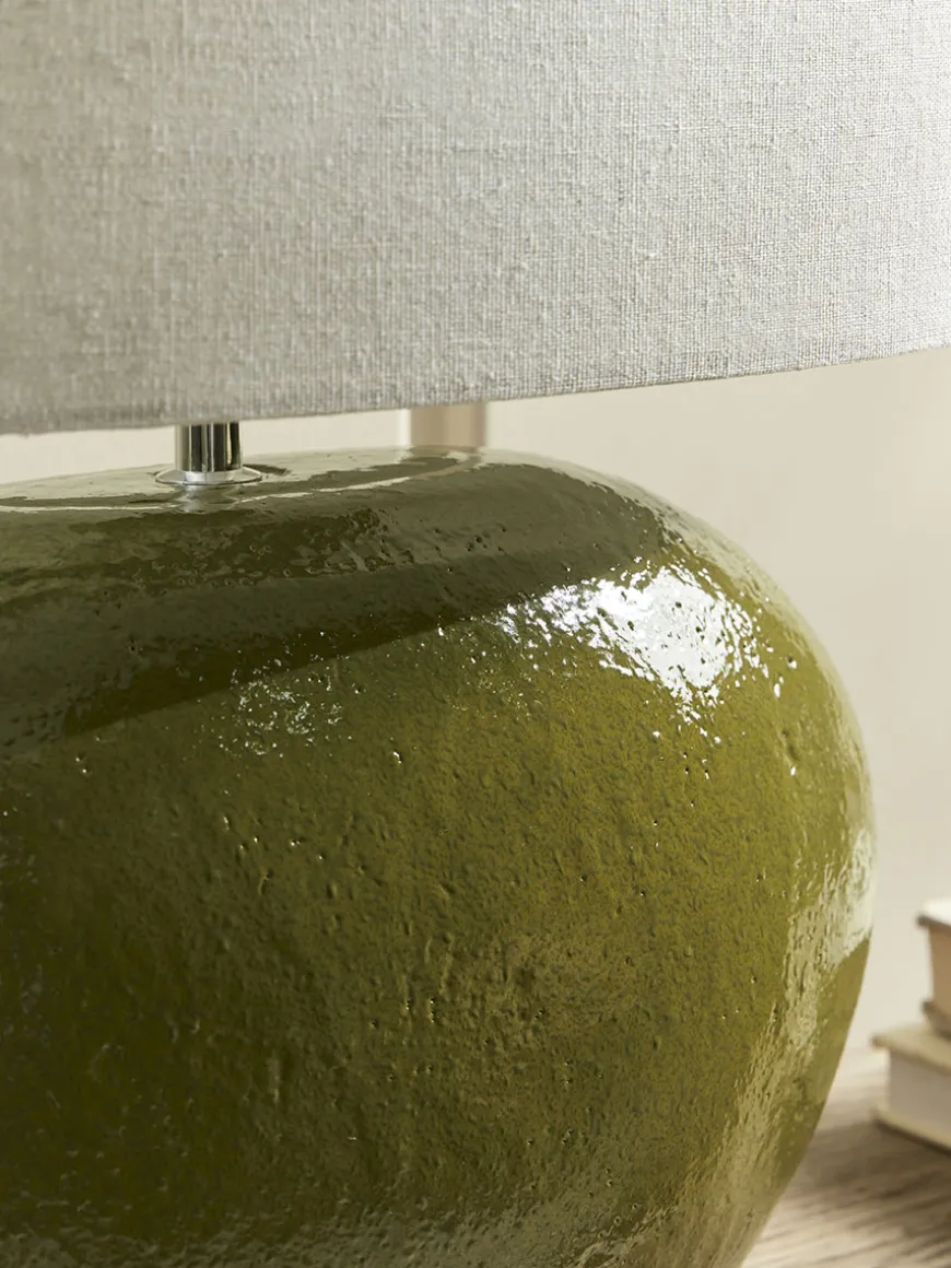 Olive Green Glazed Table Lamp