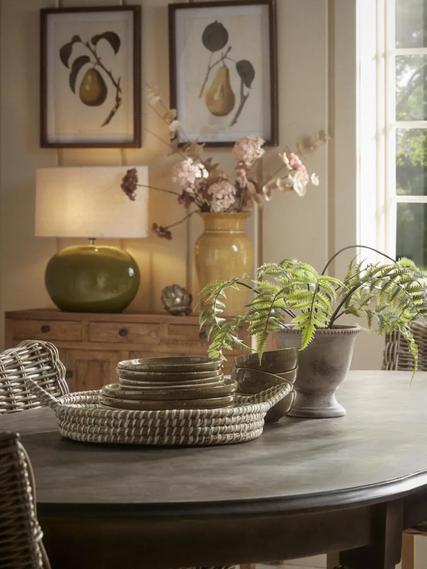 Olive Green Glazed Table Lamp