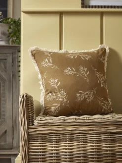 Olive Print Cushion - Ochre