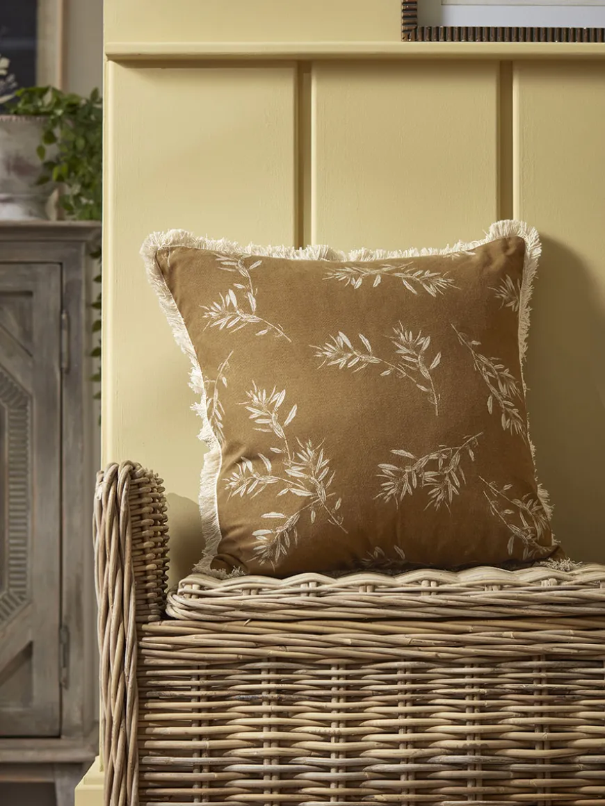 Olive Print Cushion - Ochre