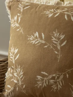Olive Print Cushion - Ochre
