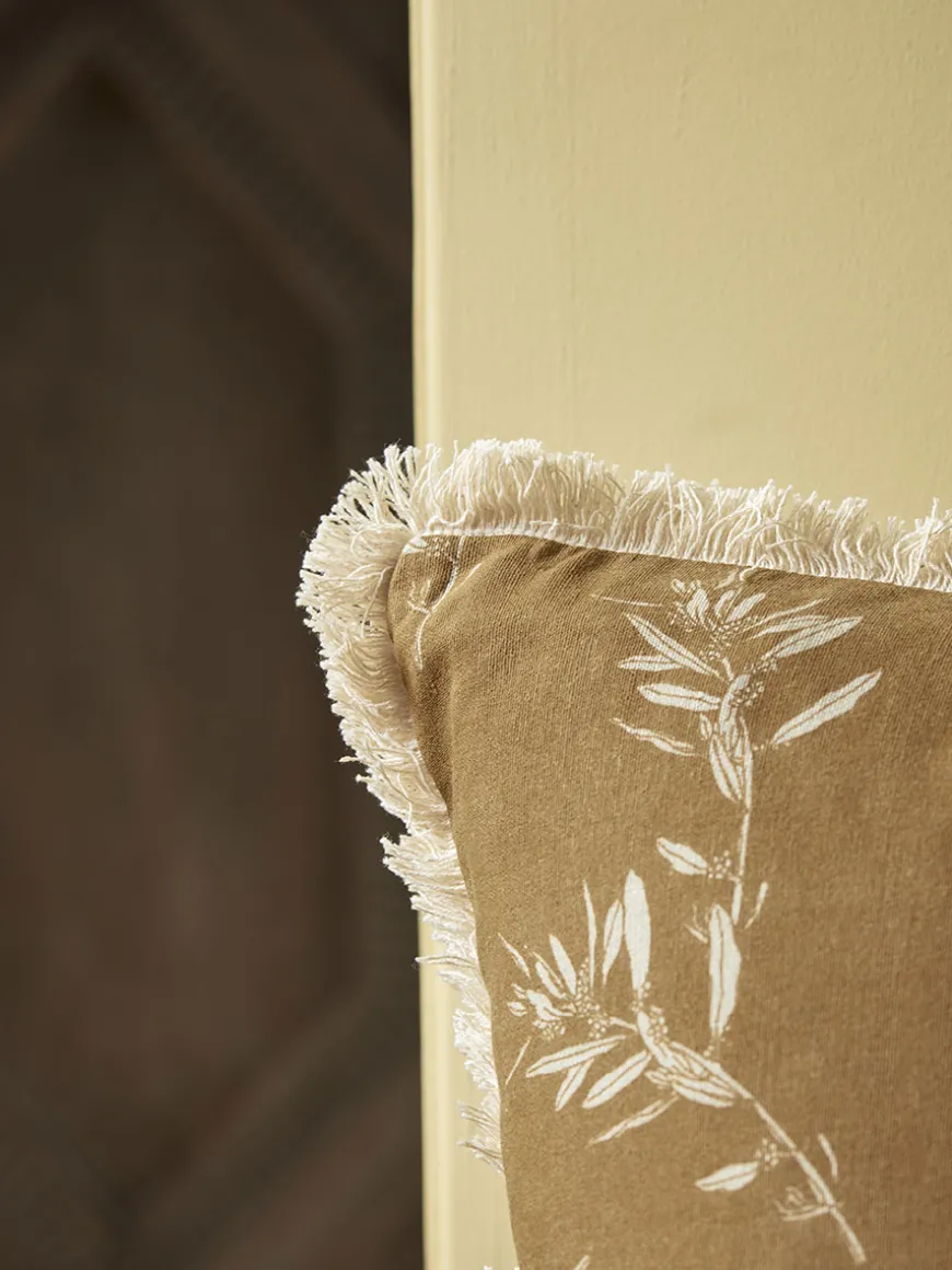 Olive Print Cushion - Ochre