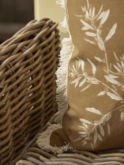 Olive Print Cushion - Ochre