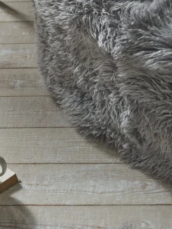 Oversized Curly Sheepskin Beanbag -Grey
